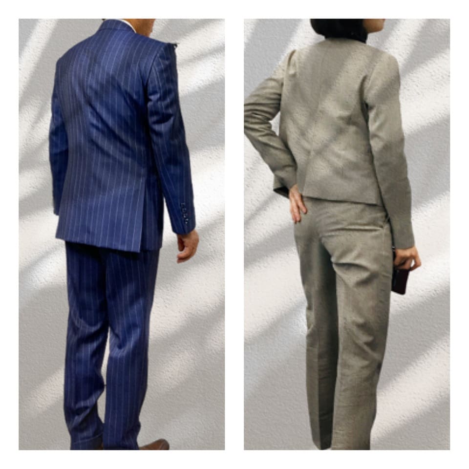メンズスーツとレディーススーツの着丈の比較