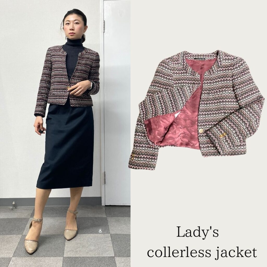 lady's collerless jacket at suitsmm