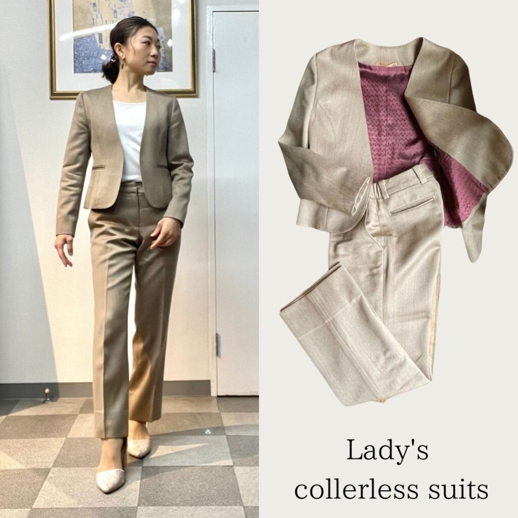 lady's collerless suits at suitsmm
